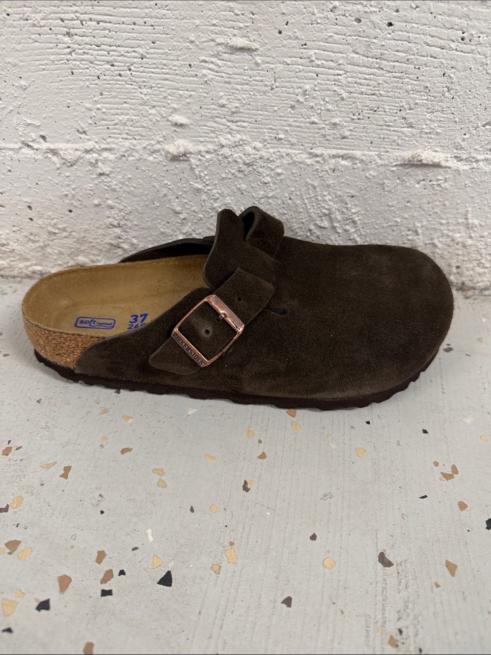 Birkenstock Men's Brown Suede Slip-On Clog with Buckle